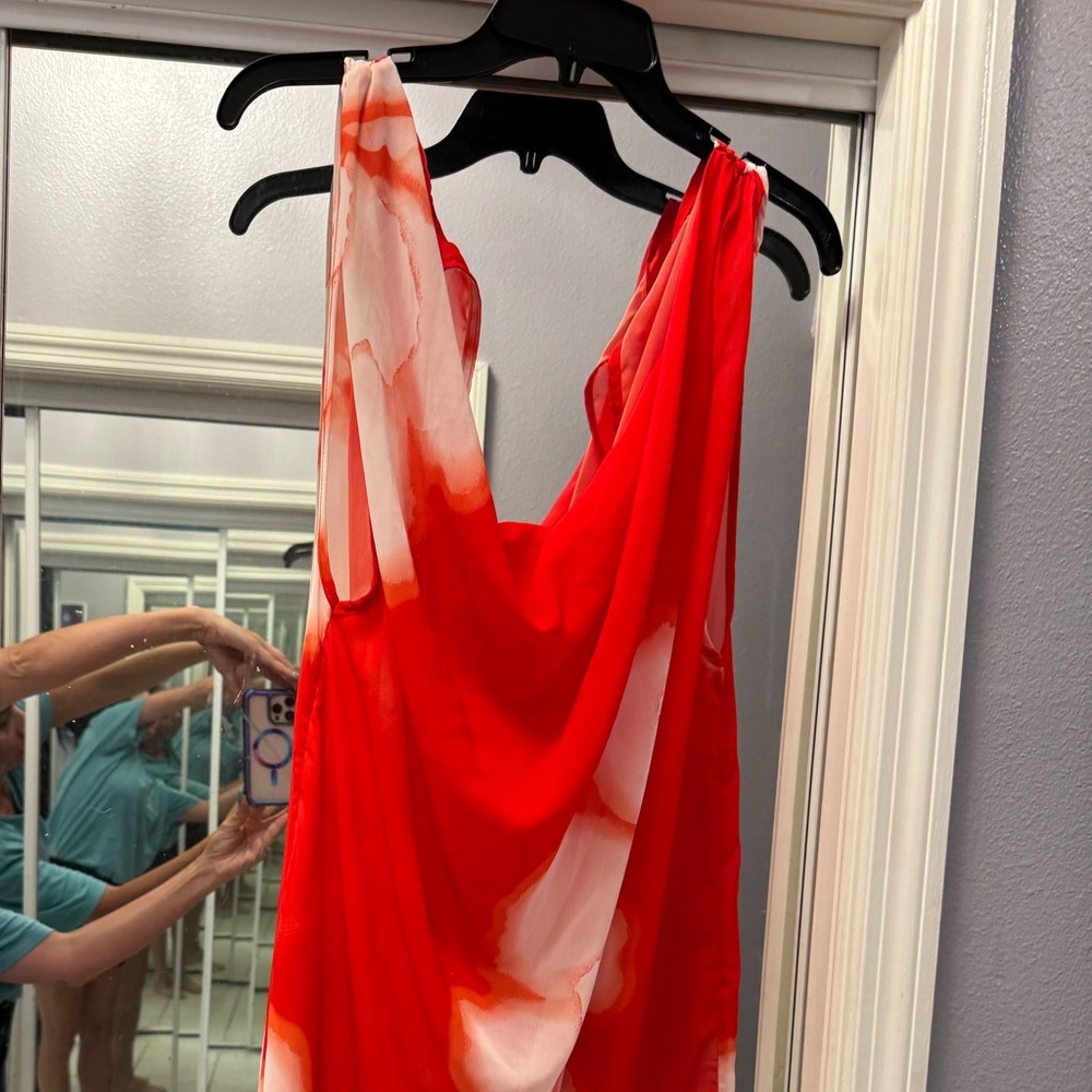 Red tie-dye coverup